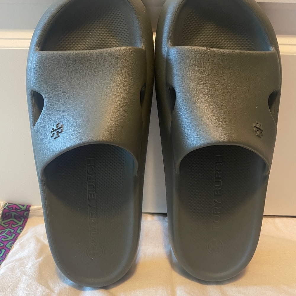 Tory Burch Olive Green Slide Sandals - Picture 5 of 6